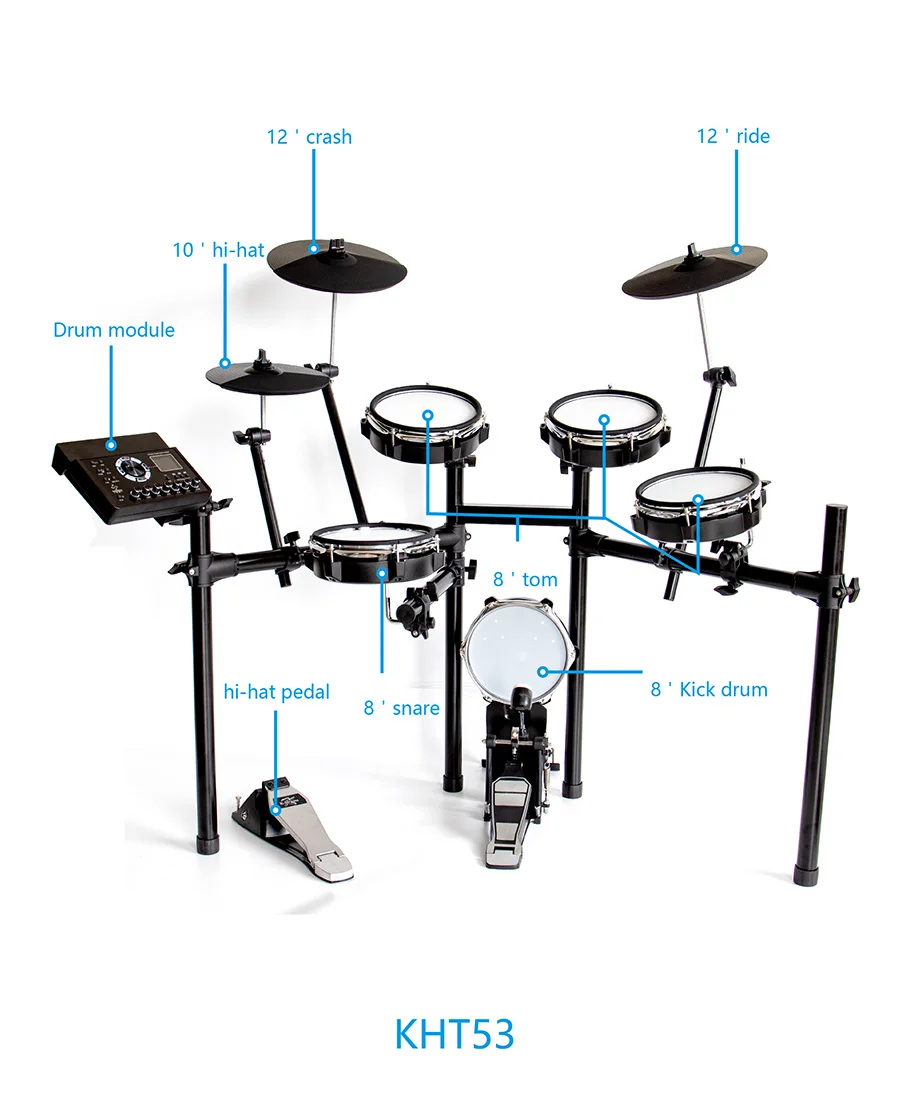 Wholesale price digital drum instruments drum set with 5drums 3cymbals digital drum kit