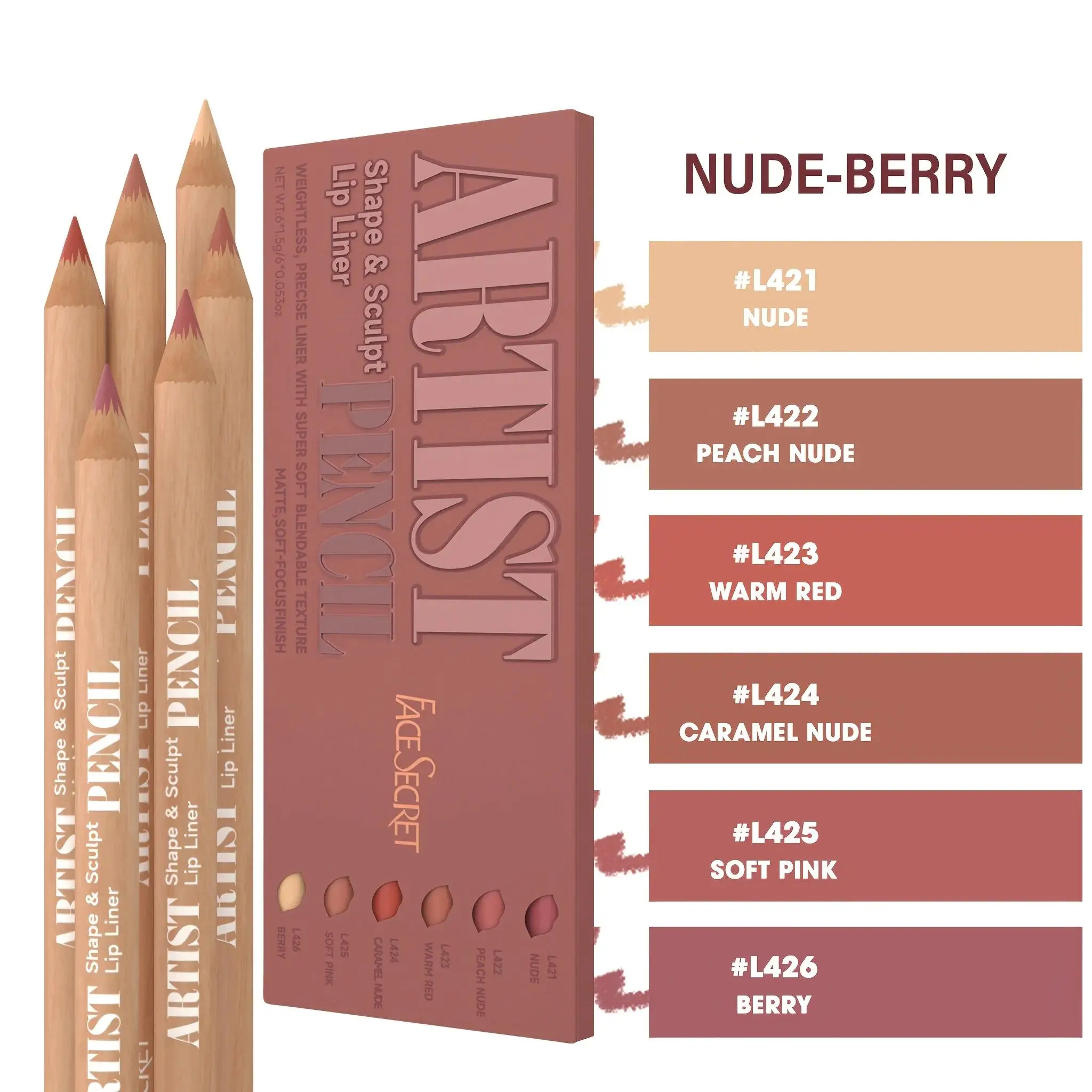 6 ชิ้น/เซ็ต Nude Lip Liner แต่งหน้าชุดธรรมชาติและยาวนานกันน้ํา Matte Effect Lip Liner แต่งหน้าทุกวัน, lip Combo แต่งหน้า