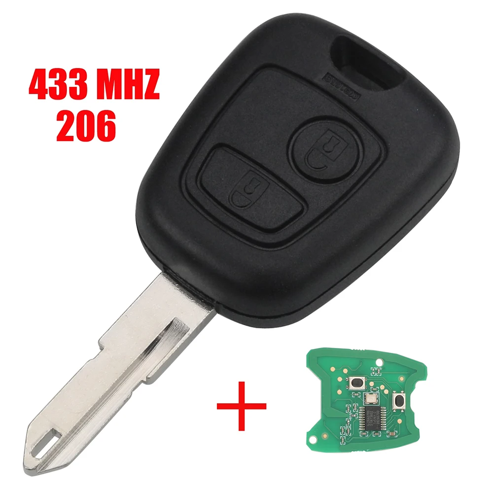 

Jingyuqin 2 кнопки ASK NE73 лезвие дистанционного управления брелок-контроллер подходит для PEUGEOT 206 433 МГц с чипом транспондера PCF7961