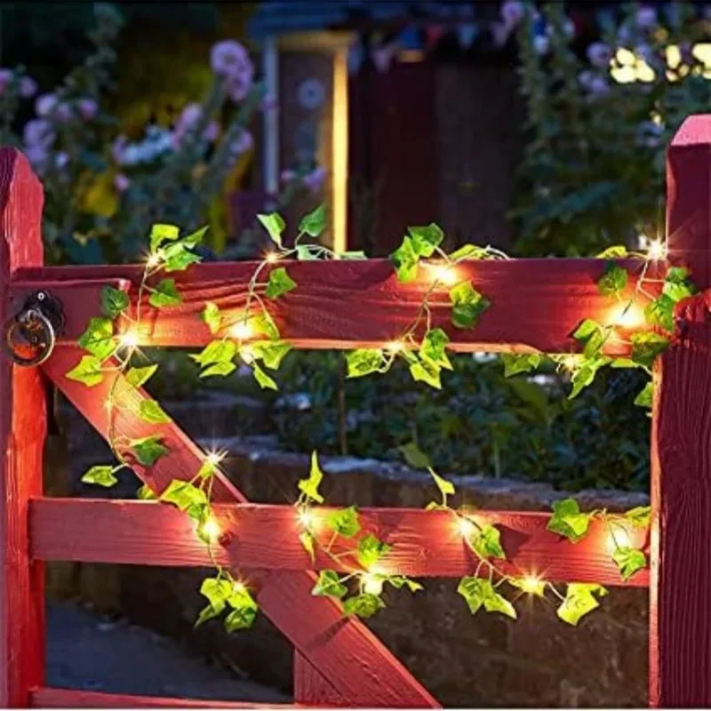 Christmas Solar Artificial Ivy String Light Garden Street Garland 8 Modes Waterproof Fairy Lights Party Wedding Xmas Decor