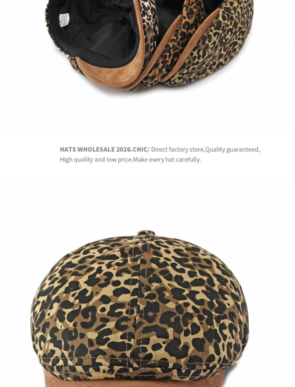 HT5119 Herren- und Damen-Baskenmützen Retro Künstler-Mütze Leopard Ivy Flat Cap Unisex Verstellbare Achteckige Baskenmütze – Detail 5