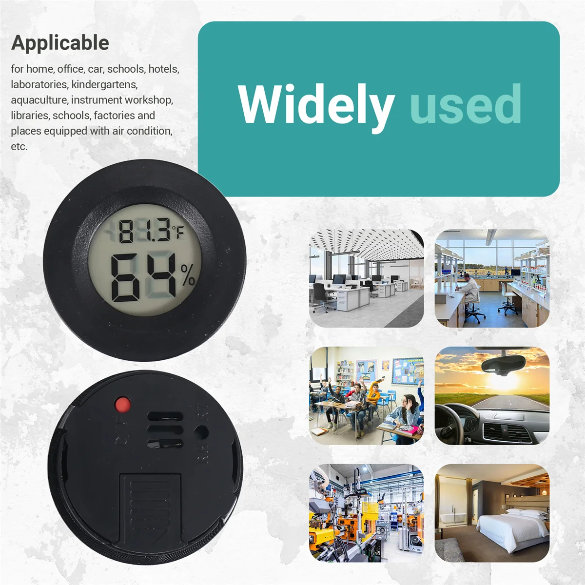CHCH 5-pack Hygrometer Thermometer Digital LCD Monitor Humidity Meter Gauge for Humidifiers Dehumidifiers Gre