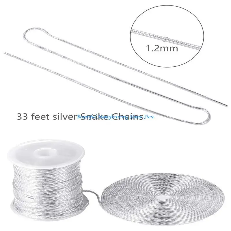 

E56A 33 Feet Snake Chains with 20 Lobster Clasps 50 Jump Rings 40 Connector Clasps