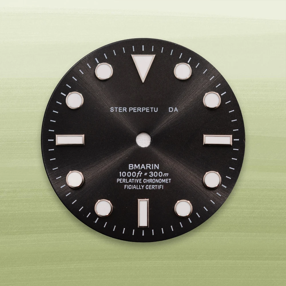 

NH35/NH36 Механизм S с логотипом SUB Sunburst Циферблат 28,5 мм Зеленые светящиеся часы Модификация аксессуаров Ремонт