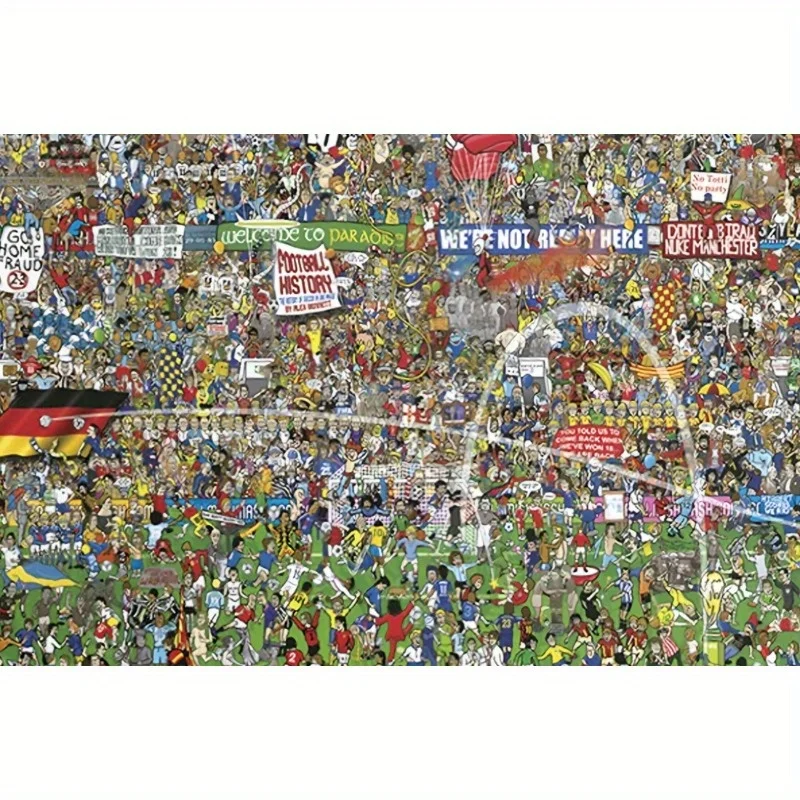 Adult 1000 pcs Paper Puzzle Football History Sports Famous Painting Home Decoration Wall Display Decompression Leisure Toy