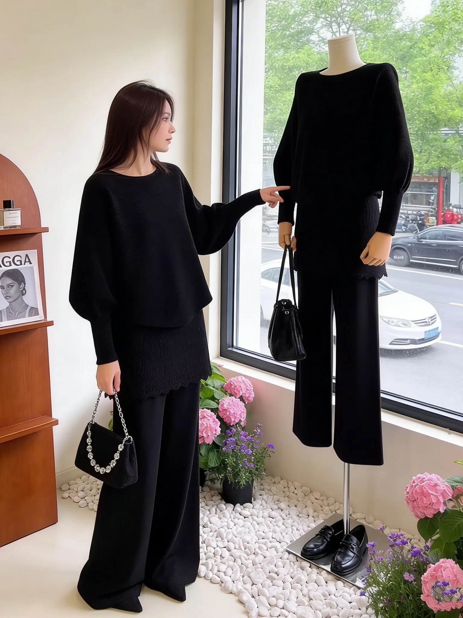 Fashionable Commute Style Women's Two-Piece Set Straight Leg Pants Age-Defying Top Quality Korean Design Spring Collection