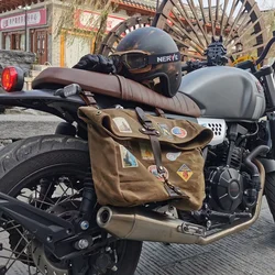 Vintage Motorcycle Saddle Bags Waterproof Canvas Scooter Saddlebags Universal Cruiser Motorbike Dirt Bike For Honda Rebel 250