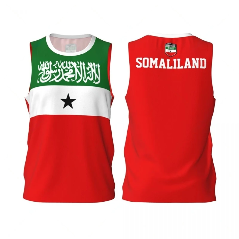 Somaliland Flag Basketball Tank Tops Summer Fashion National Emblem 3D Printed Sleeveless T Shirts Loose Quick Dry Sports Vest