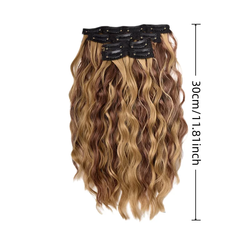 11 Inch High Temperature Fiber Water Wave Clip In Hair Extensions, Easy to Apply, Ideal for Parties, Office, Dates & Friend Gift