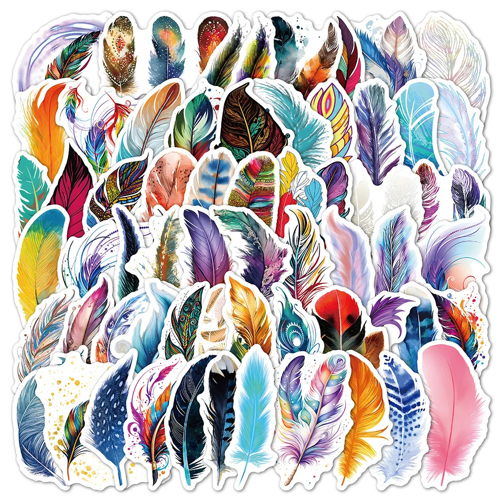 

10/30/50pcs Color Feather Cartoon Graffiti Sticker Decorative Water Cup Car Luggage Helmet Laptop Phone Decal Decor Sticker
