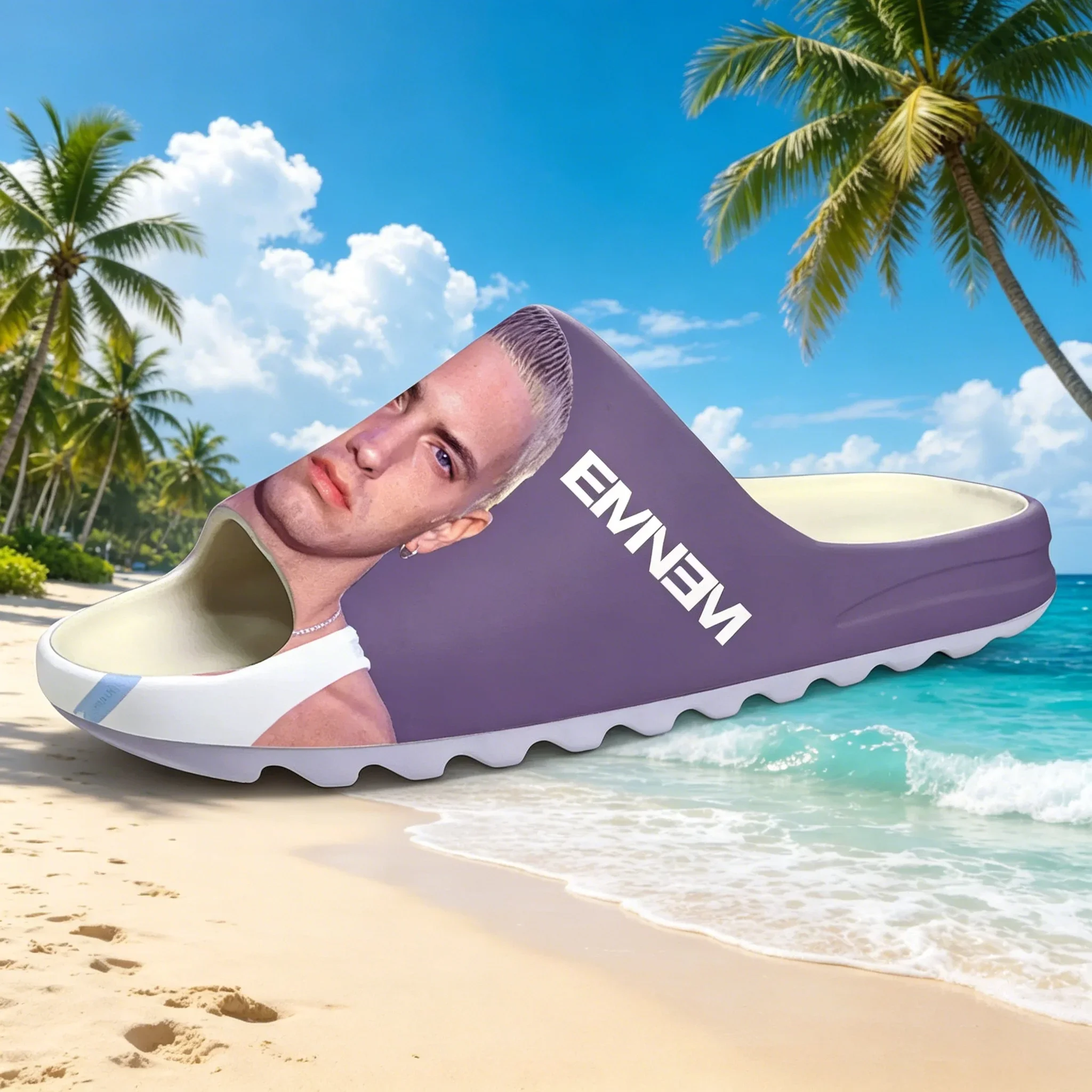 Eminem Music Theme Custom Coconut Slippers, Custom Printed Design, Anti-slip and Wear-resistant, Unisex for Men and Women