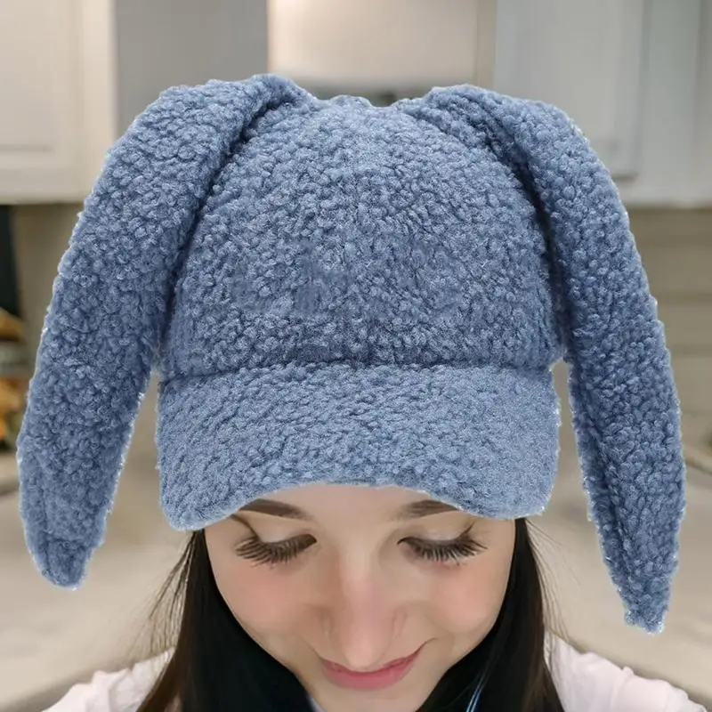 195E Topi Telinga Lop Modis untuk Wanita Topi Bisbol Telinga Kelinci Lembut Topi Kostum Cosplay Topi Hiking Luar Ruangan Hiasan