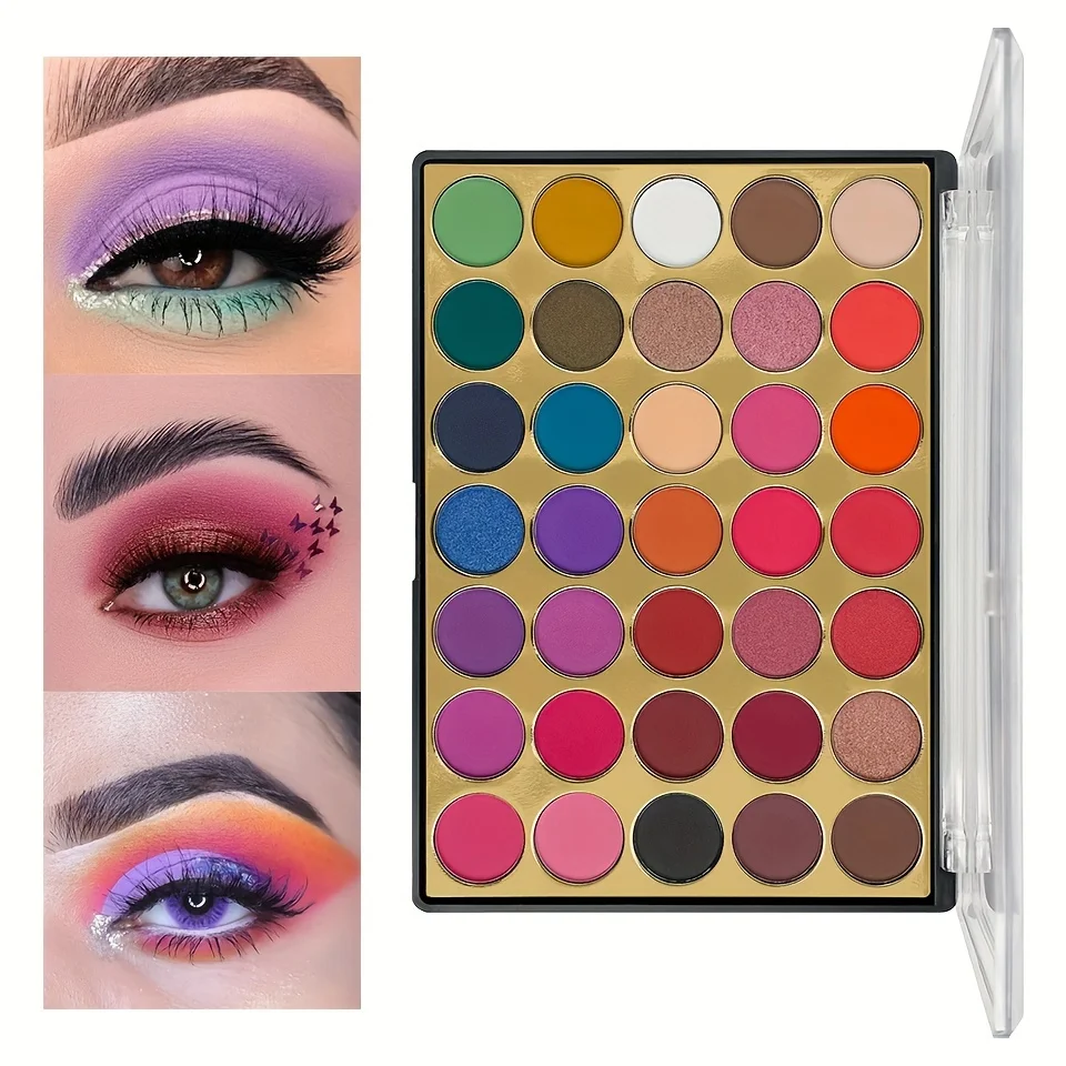 35 Color Eyeshadow Palette Waterproof Pearly Matte Glitter Eyeshadow Shiny Eye Shadow Long-lasting Eye Make Up