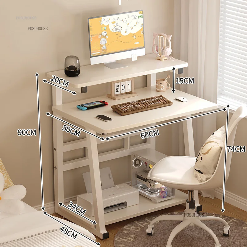 مكاتب الكمبيوتر الاسكندنافية المنزلية واحدة طبقة مزدوجة مكتب كمبيوتر صغير بسيط شقة صغيرة غرفة نوم طالب مكتب قراءة صغير #6