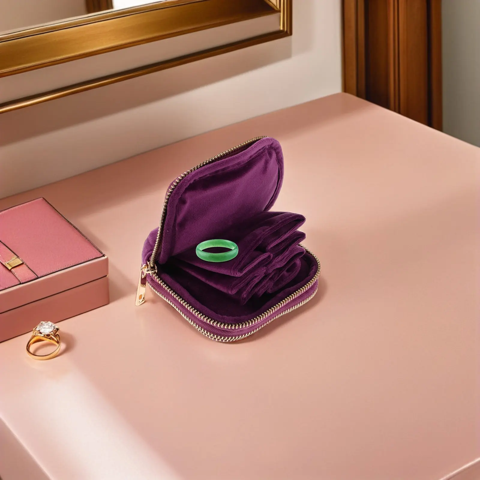 

Travel Jewelry Holder Bag Small Size Fits Handbag Multiple Sections for Accessory Organization Secure Zipper Closure