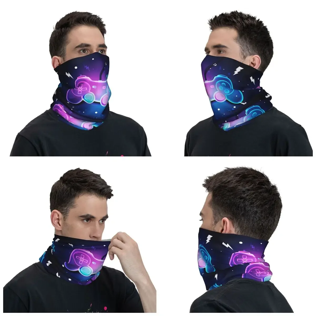 Video Game Gamer Neon Art Winter Headband Neck Warmer Ski Camping Tube Scarf Geek Gaming Controller Face Bandana Gaiter