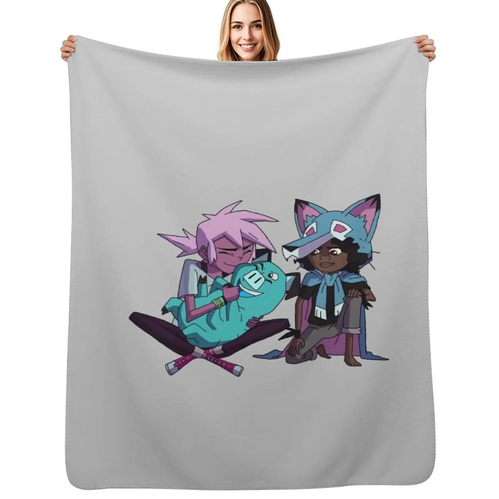 Kipo, Wolf & Mandu - Kipo And The Age Of Wonderbeasts Throw Blanket Summer Cool Breathable Blanket for Sleeping