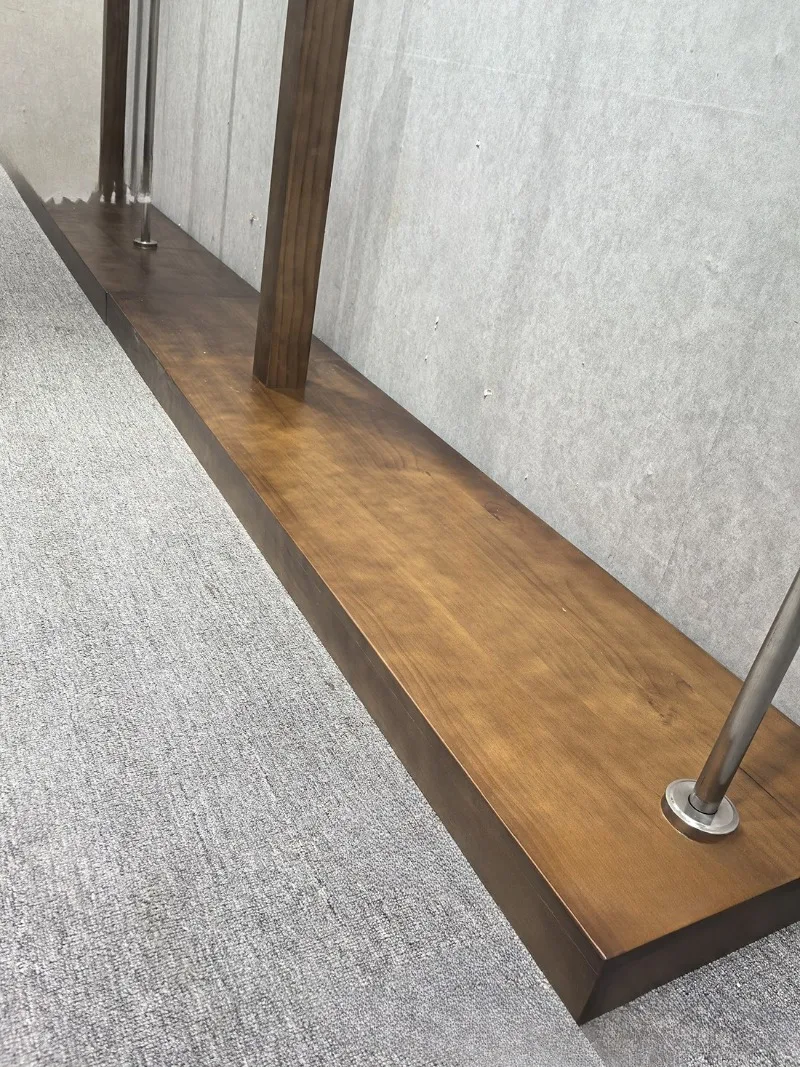 Solid wood floor hanger walnut color Internet celebrity women's clothing display rack