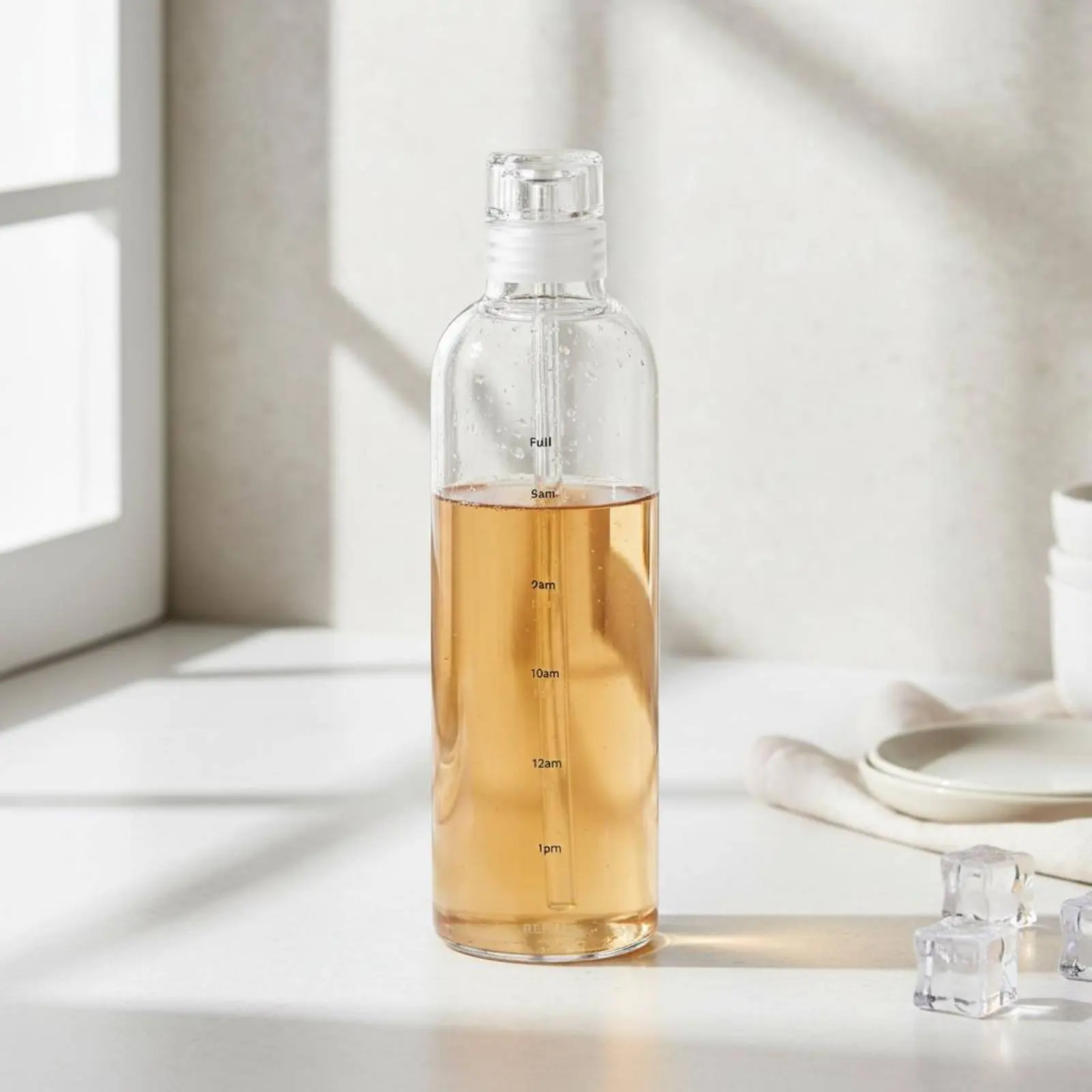 Time Marked Water Bottle Sealed Tight Portable Glass Drinking Bottle Drinkware Minimalist Design for Office, Gym