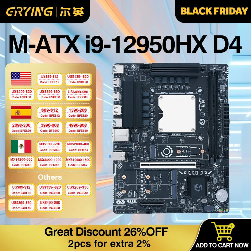 DIY Gaming Computer ERYING PC GAMER Motherboard CPU RAM COMBO kit i9 12950HX 16C24T DDR4 RAM Memory Desktop placa mae