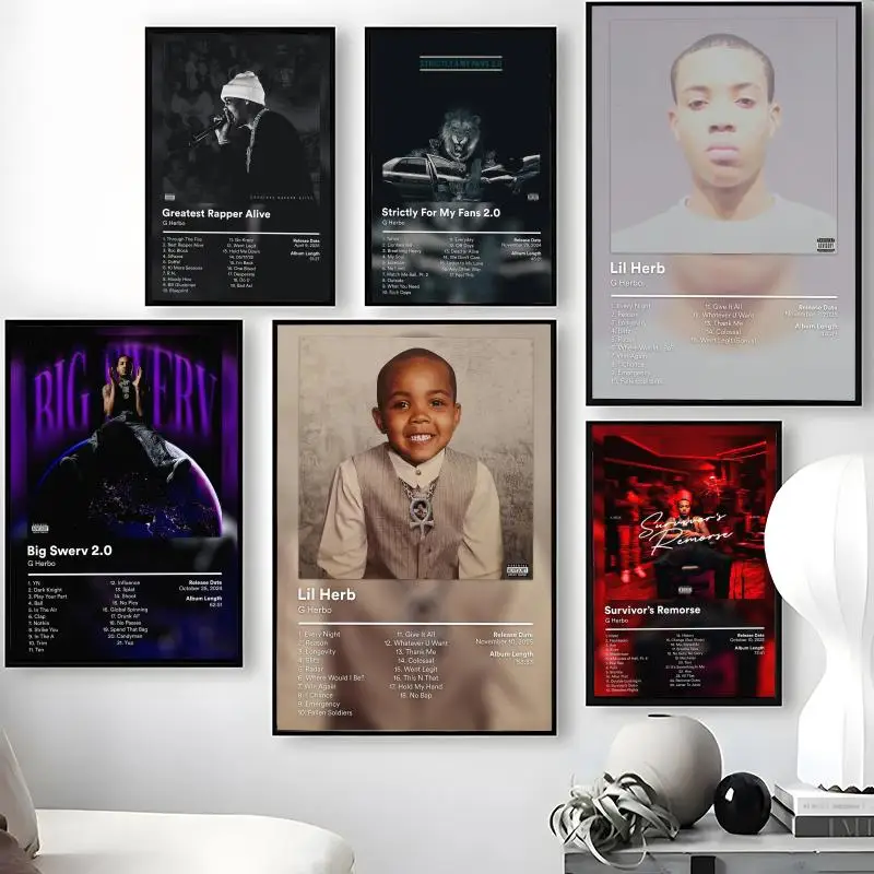 Póster de Singer G H-Herbo, pegatinas artísticas de pared autoadhesivas impermeables, decoración de pared extraíble para sala de estar y dormitorio