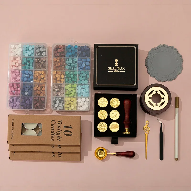 2026 Macaron Lacquer Wax Particle Furnace Seal Hand Book Valentine's Day Birthday Gift Lacquer Seal Wholesale Complete Set