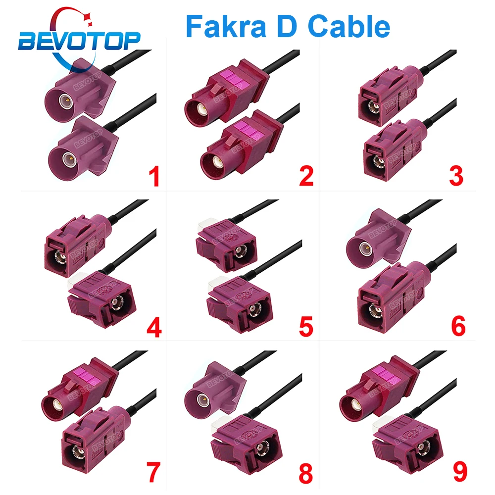 10PCS/LOT Wholesales Fakra D Male Female RG174 Pigtail for GSM RF Coaxia Extension Cable Fakra Jumper 10CM~20M BEVOTOP