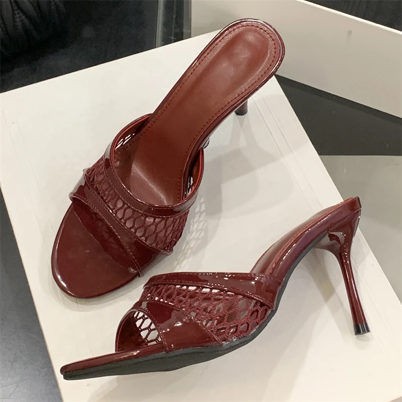 

Eilyken Summer Fashion Mesh Woman Slippers Elegance Stripper Thin Low Heels Beach Ladies Mules Slides Shoes Zapatos De Mujer