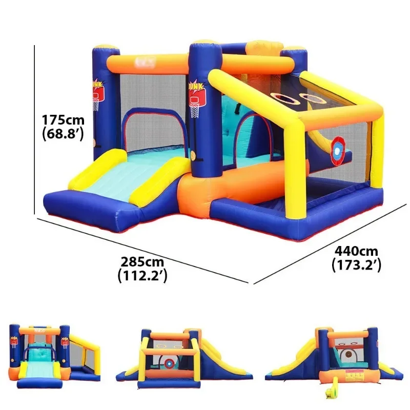 Inflatable bounce house with Slide Kids Jumping Castle Yard Playhouse with Blower Children toy Basketball Rim Football Goal