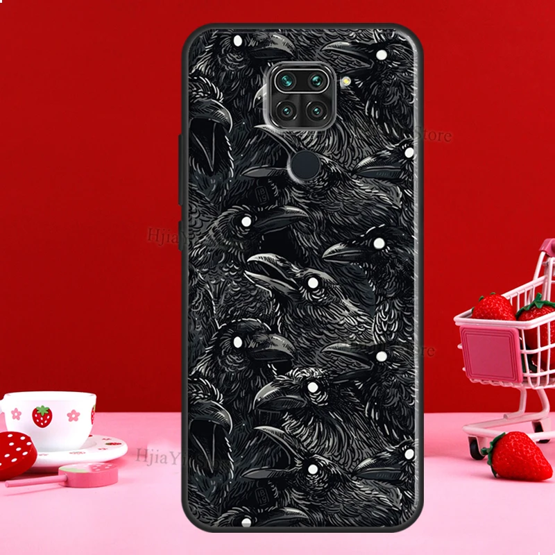 Raven Crow Skull pattern Case For Xiaomi Redmi Note 11 10 9 8 12 Pro Plus 12S 11S 10S Cover For Redmi 12C 10C 10A 9C