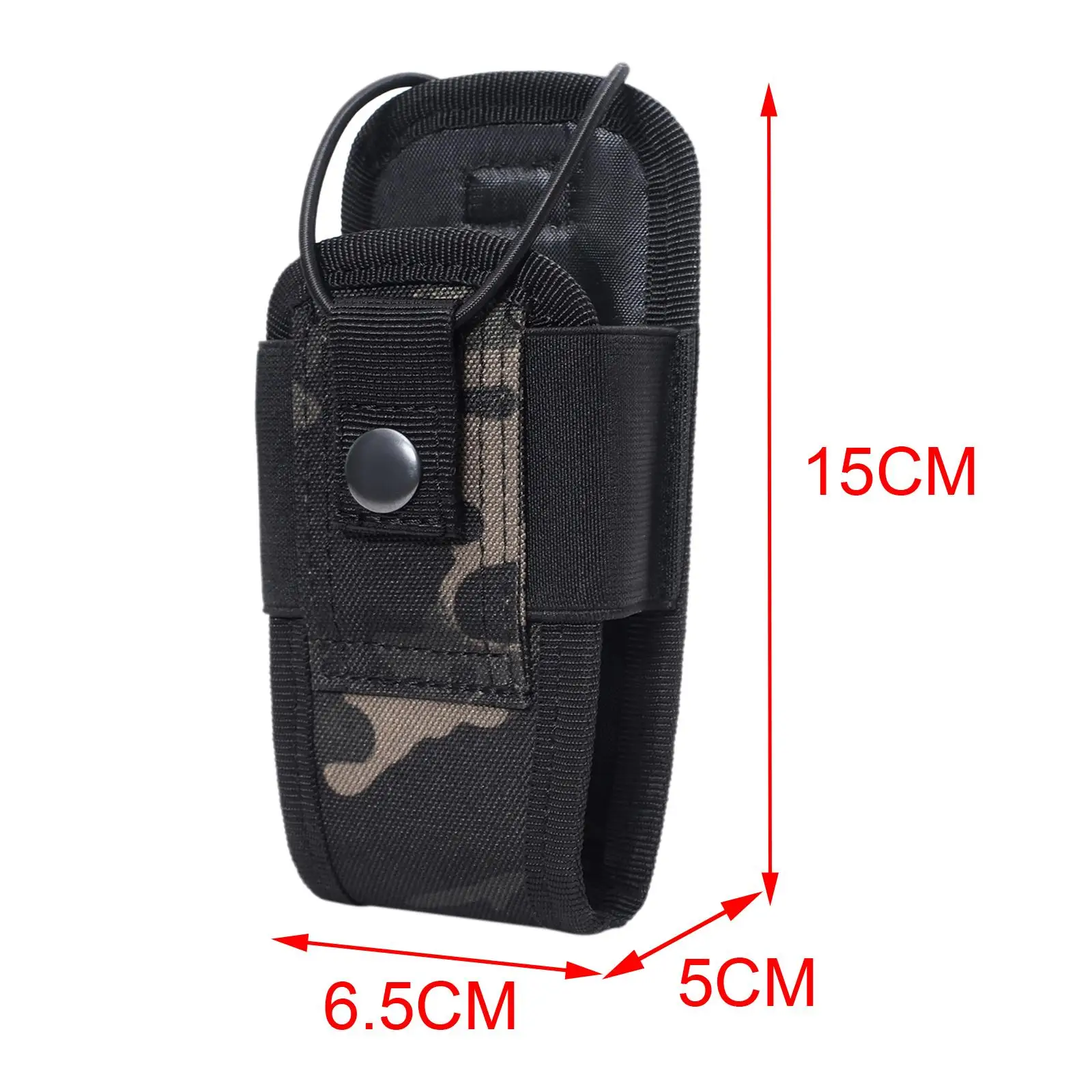 กระเป๋าใส่เครื่องส่งรับวิทยุแบบ Molle 6 ช่อง พร้อมช่องใส่แม็กกาซีน ลายพรางสีดำ