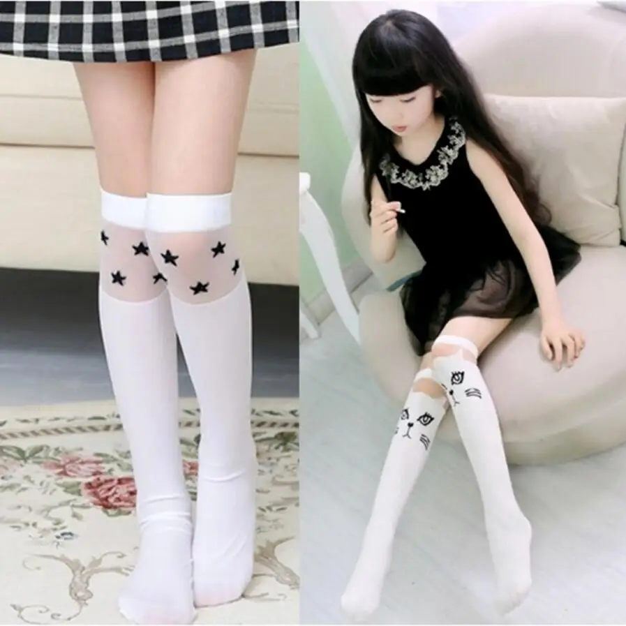 Lovely Cartoon Child Kawaii Sock Cute Cat for Princess Girls Over Knee High Socks Print Animal Long Sweet Baby Kids Stockings