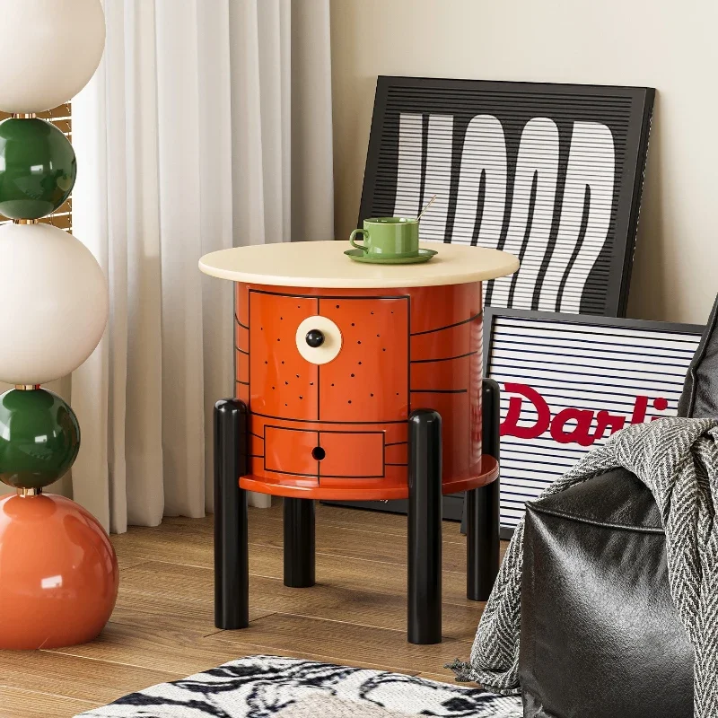 

Cute personality bedside table simple modern round lockers creative cat sofa a few storage cabinets.