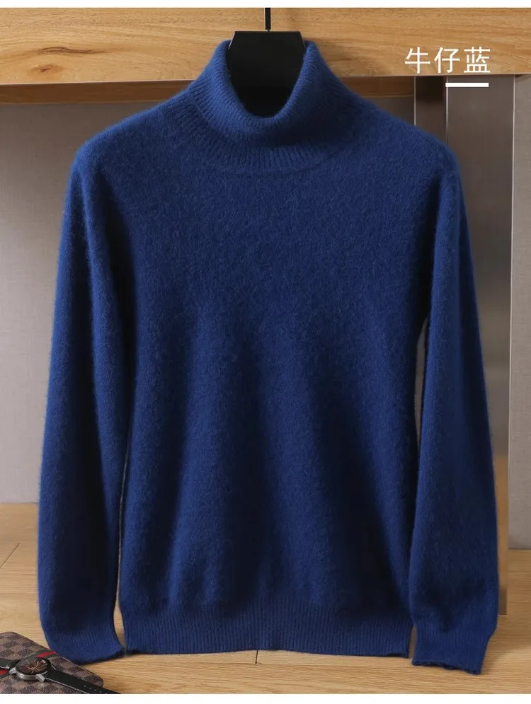 Herren-Pullover aus 100 % reinem Nerz-Samt-Kaschmir mit hohem Revers, gestrickt, für den Winter, neue Oberteile, langärmelige High-End-Pullover – Detail 16