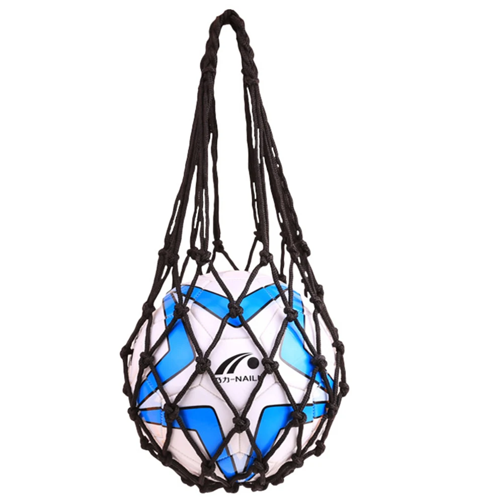 

Lightweight Black Sports Ball Net Bag Single Basketball Volleyball Football Portable Carrier Polypropylene Mesh