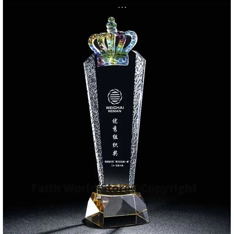 Customize Custom Business gift -30CM TOP COOL Home office ROOM Mascot Match Champion Crown crystal art statue Trophy