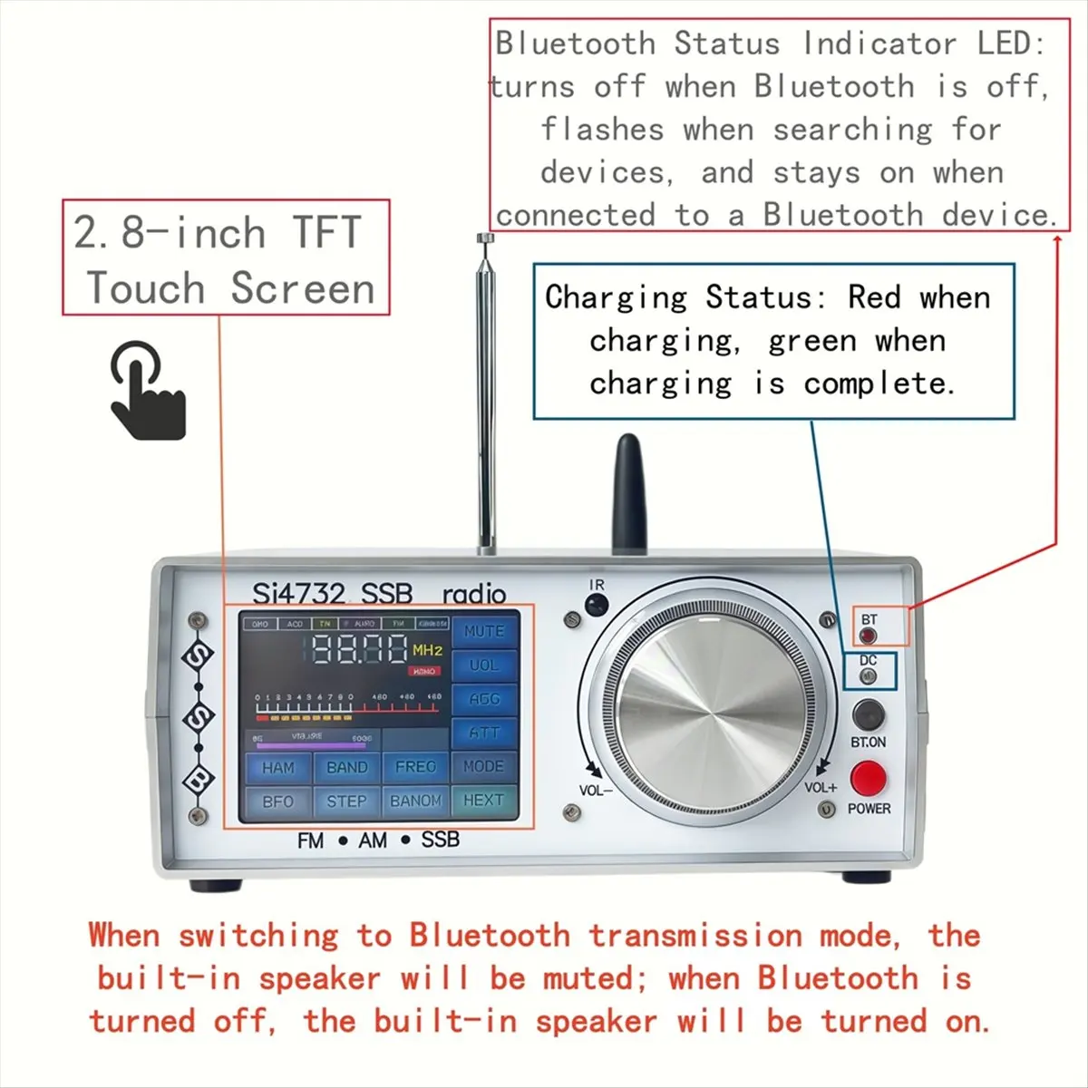 Punctual- ATS-25 SI4732 Full Radio FM LW MW SW SSB Receiver 64-108Mhz Radio Receiver 