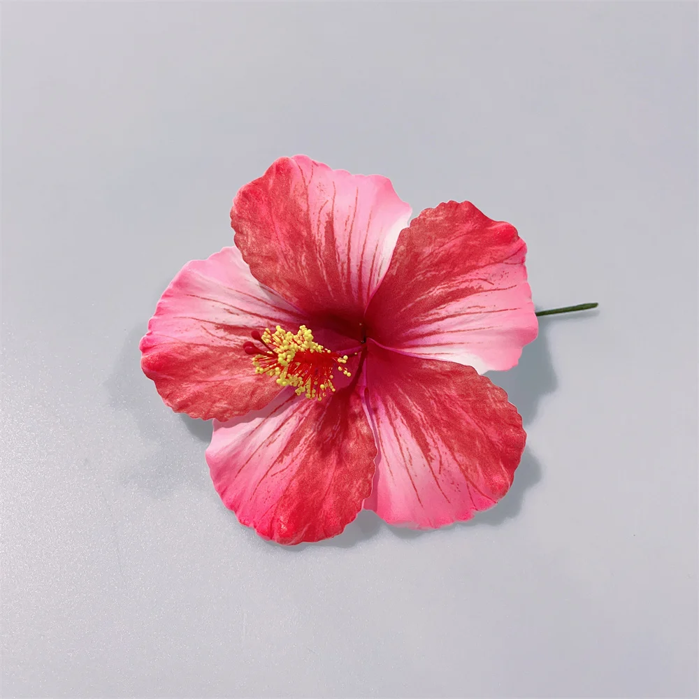 10 Pcs New Arrival  Artificial Hibiscus Flower With Stem 12CM Large Headdress Hair Side HairPins Floral Headpieces Accessories