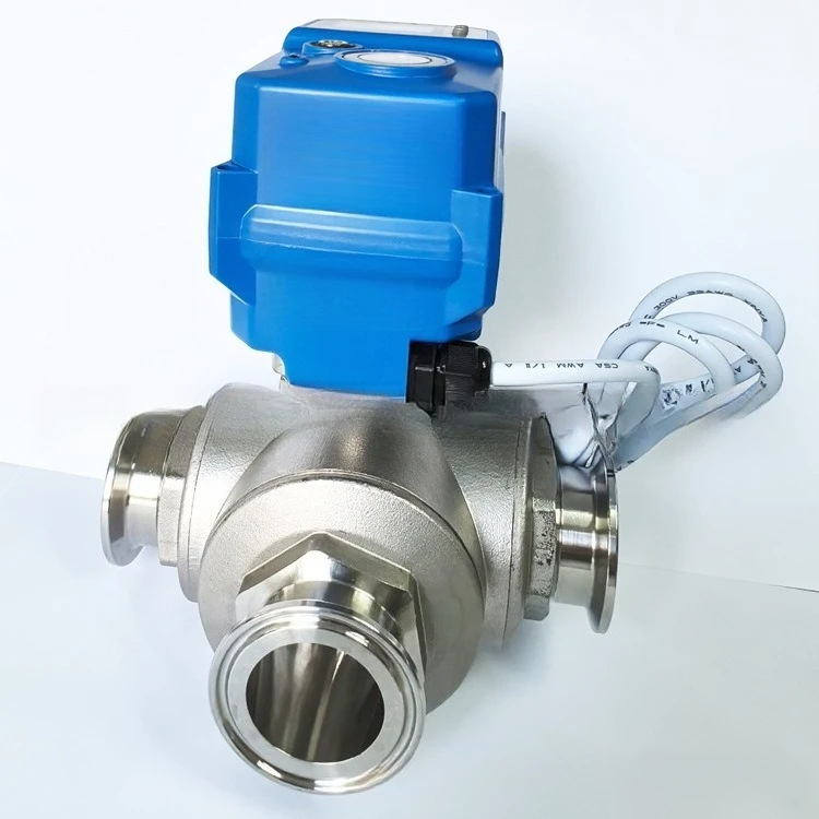 Clamp Electric Ball Valve Chuck Quick Load Electric Two or Three Way Ball Valve 304316 Stainless Steel Food Grade