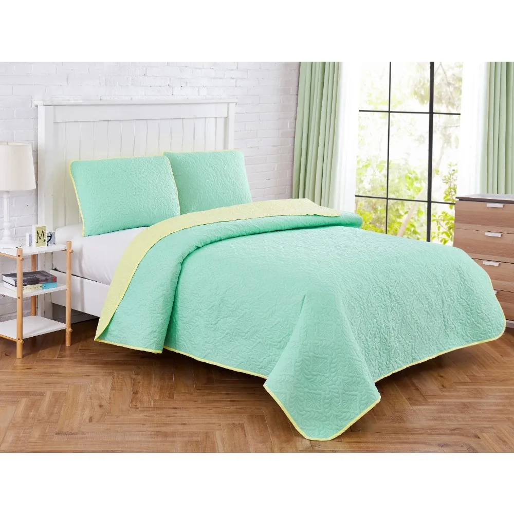 

Medallion Stitch 2-Piece Quilt Set Mint/Aqua Twin
