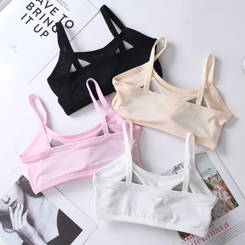 Girls Underwear Cotton Sport Training Bra Teenagers Girls Sling Small Vest Underwear Soft Breathable Teen Bras