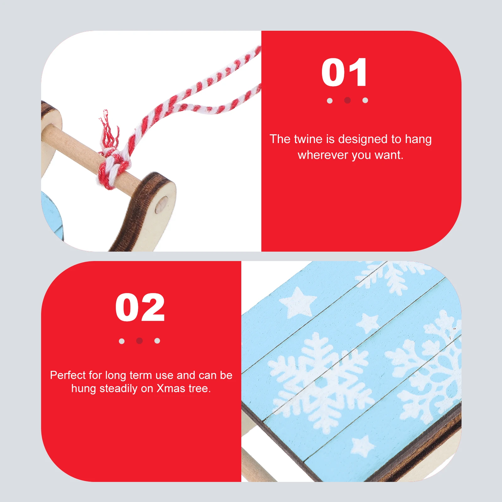 

3Pcs Sleigh Hangings Exquisite Modeling Design Production Process Xmas Tree Decors Party Hanging Decor