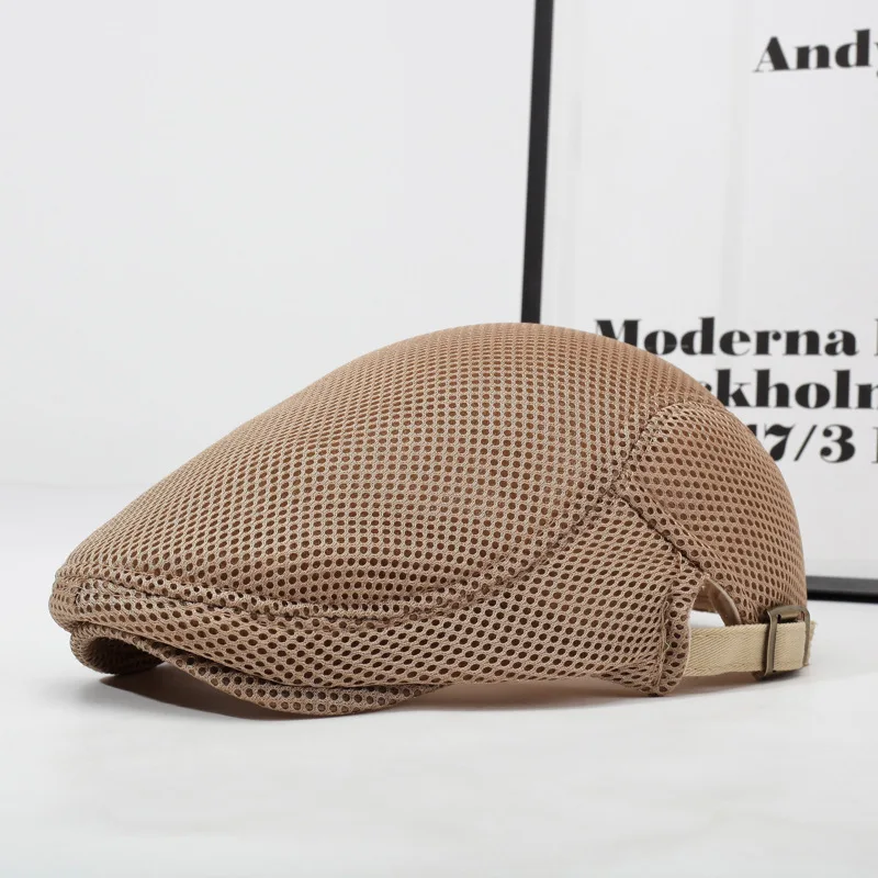 Perforated mesh bucket hat breathable beret women's Korean style trendy sun hat solid color front hat