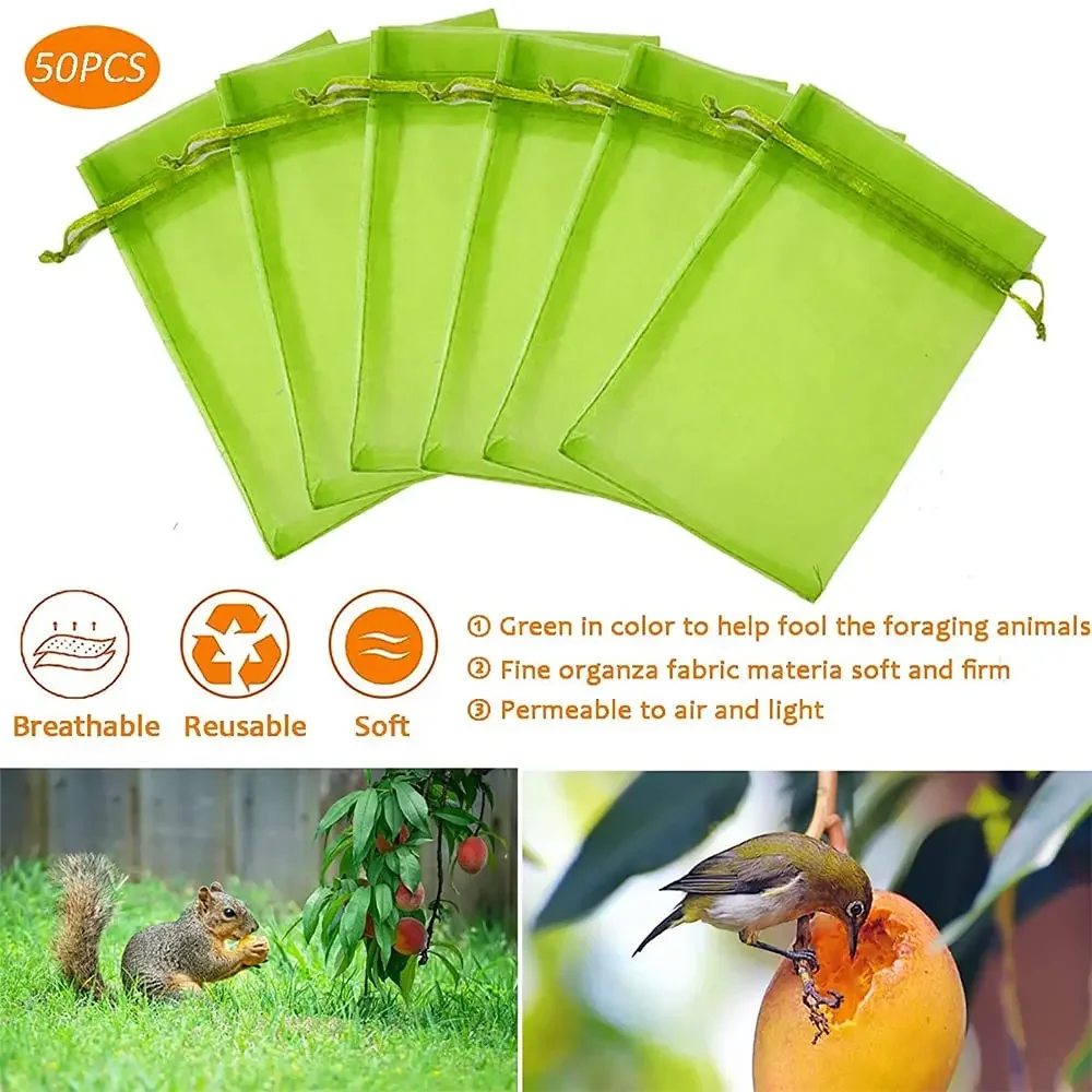 50/100PCS Grapes Protection Bags Garden Mesh Bags Agricultural Orchard Pest Control Anti-Bird Netting Fruit Vegetable Bags