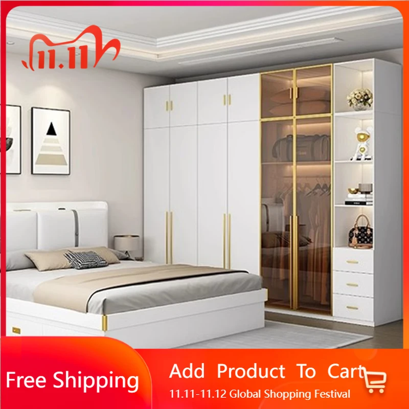 

Открытый скандинавский шкаф, минималистичный современный дисплей, деревянный шкаф, органайзер для хранения одежды, Vestidores, модная мебель