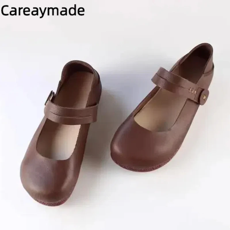 

Careaymade-Free shipping,Women's comfortable soft bottom shoes, handmade 100% genuine leather shallow casual shoes, flat shoes