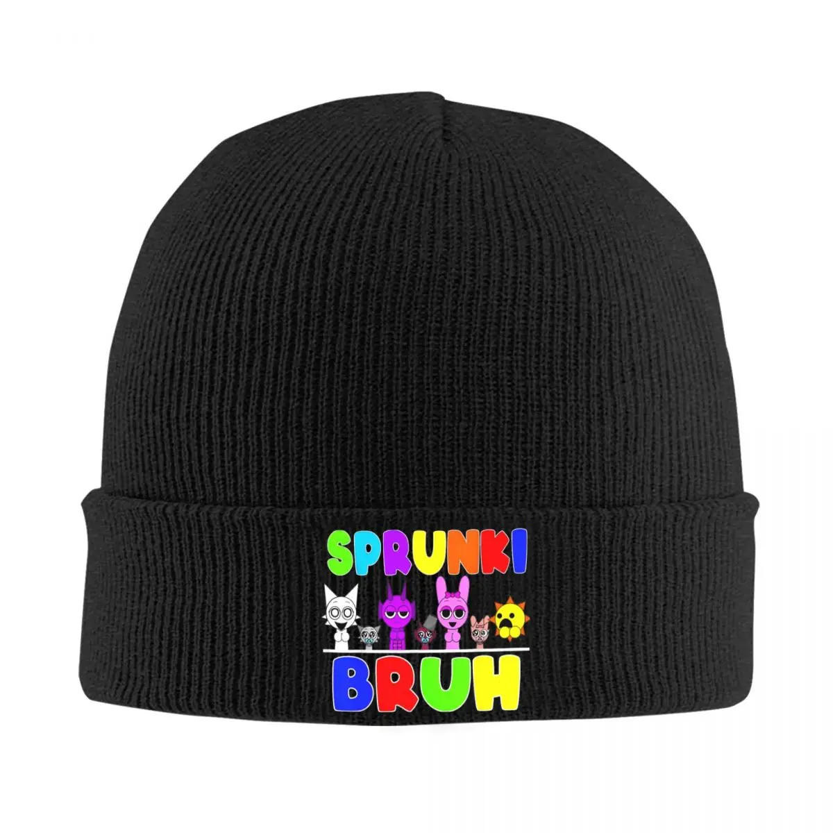 Funny Sprunki Game Bruh Knitted Caps for Women Men Beanies Winter Hats Hip Hop Caps