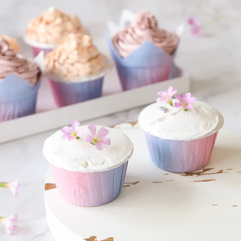 10/30pcs Gradient Cupcake Paper Cup Oilproof Cake Liner Muffin Cup Wedding Mermaid Birthday Rainbow Party Decor Baking Supplies