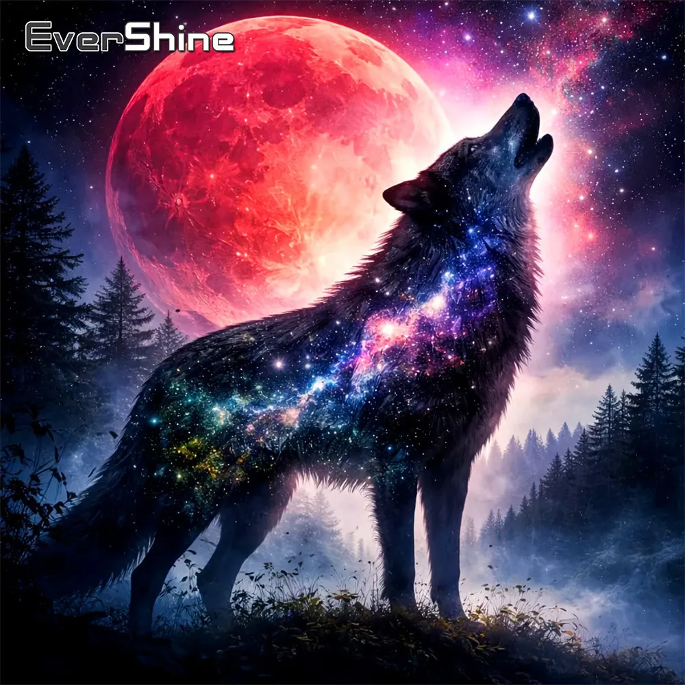 EverShine Diamond Mosaic Animal Full Square Embroidery Wolf 