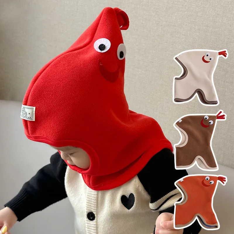 2024 New Toddler Cock Hat Winter Kids Boys Girls Hat Scarf In One Piece Baby Child Warm Fashion Cap For 0-6 Years